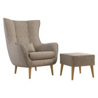 SESSEL Estjano Cord mit Fußbank - Hellbraun/Beige, Holz/Textil (80/106/95cm) - MIRJAN24