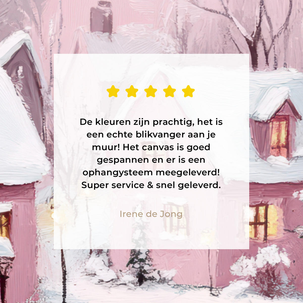 LEINWANDBILD Weihnachtsdorf - Rosa - Winter - Schnee - Häuser Wohnzimmer Groß 120x80 cm - Altrosa, Textil (120/80cm) - MuchoWow