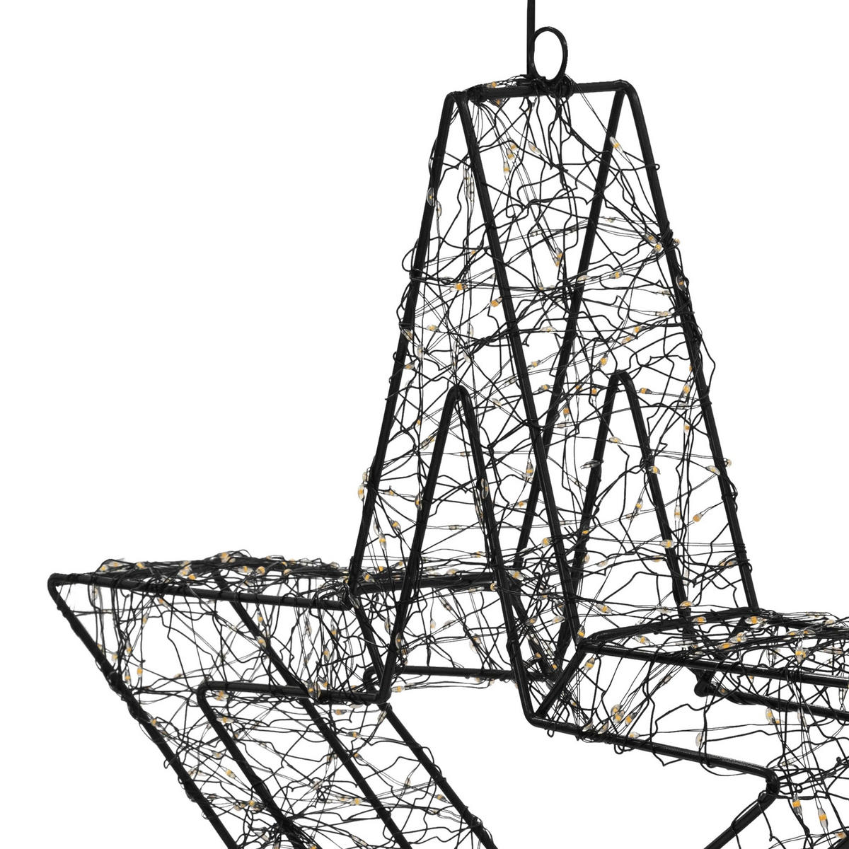 LED-WEIHNACHTSSTERN 50 cm 720 LEDs Extra-Warmweiß mit Timer aus Metall - Schwarz, Metall (50/50/8cm) - ECD-Germany