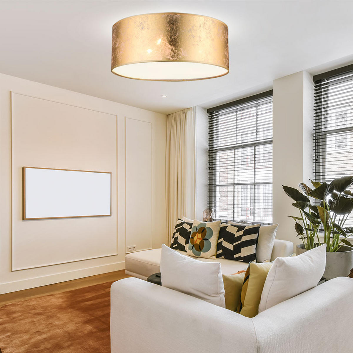 LED DECKENLEUCHTE Metall Gold - Goldfarben, Metall (40/40/17.5cm) - Globo Lighting