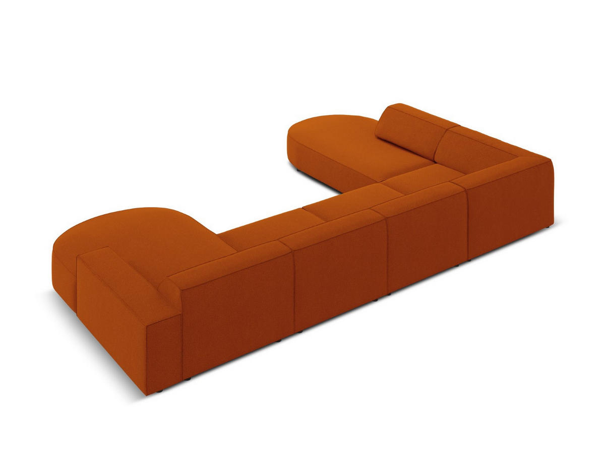 PANORAMASOFA links Jodie aus strukturiertem Stoff terrakotta 7 Sitzplätze - Terracotta, Textil (262/70/364cm) - Micadoni