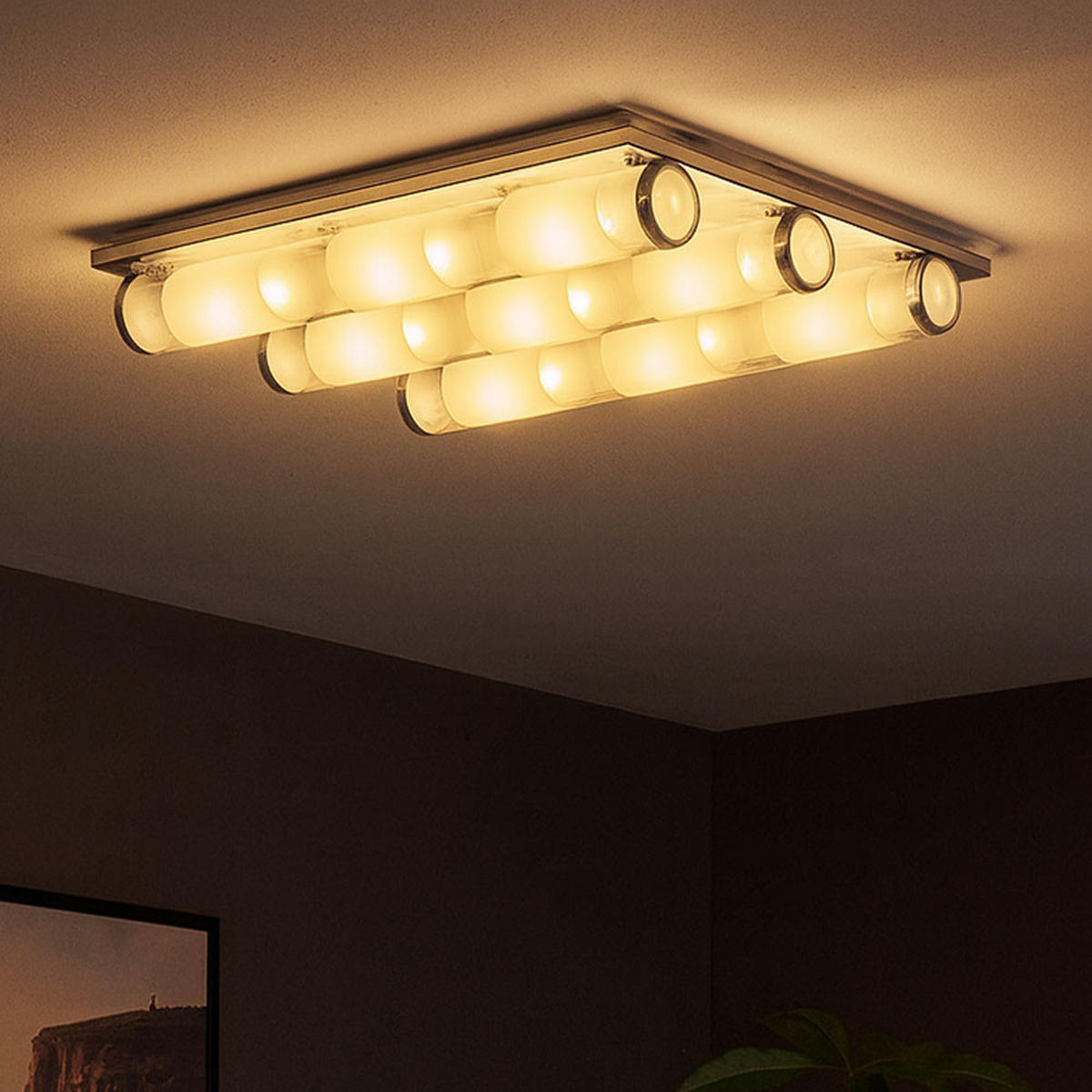 LED DECKENLEUCHTE TUBE Silber Aluminium - Silberfarben, Glas (40/40/8cm) - Esto