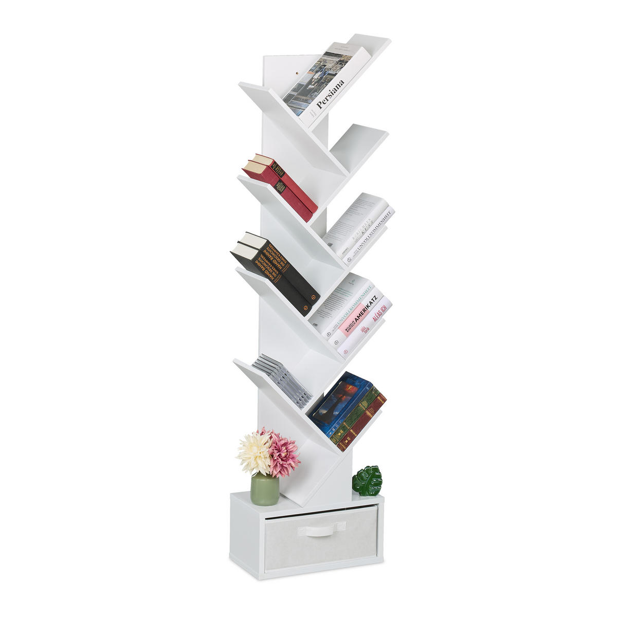 BÜCHERREGAL - Weiß, Holzwerkstoff/Wellpappe (38/146/22cm) - Relaxdays