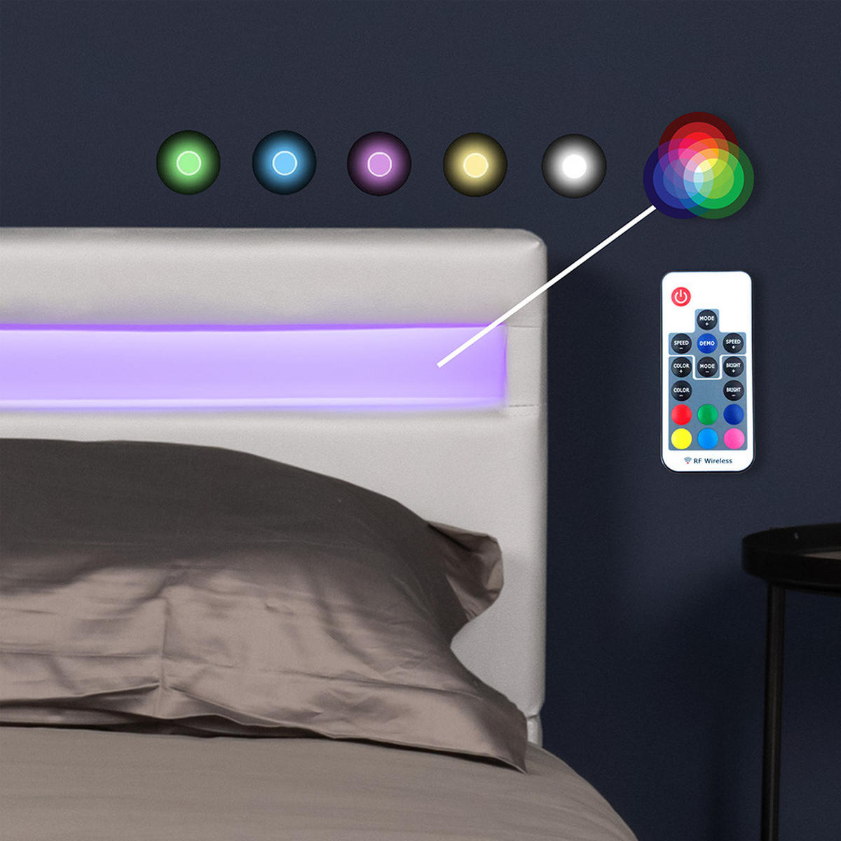 LED BETT ASTRO - Weiß, 90 x 200 cm - Weiß, Kunststoff - Home Deluxe