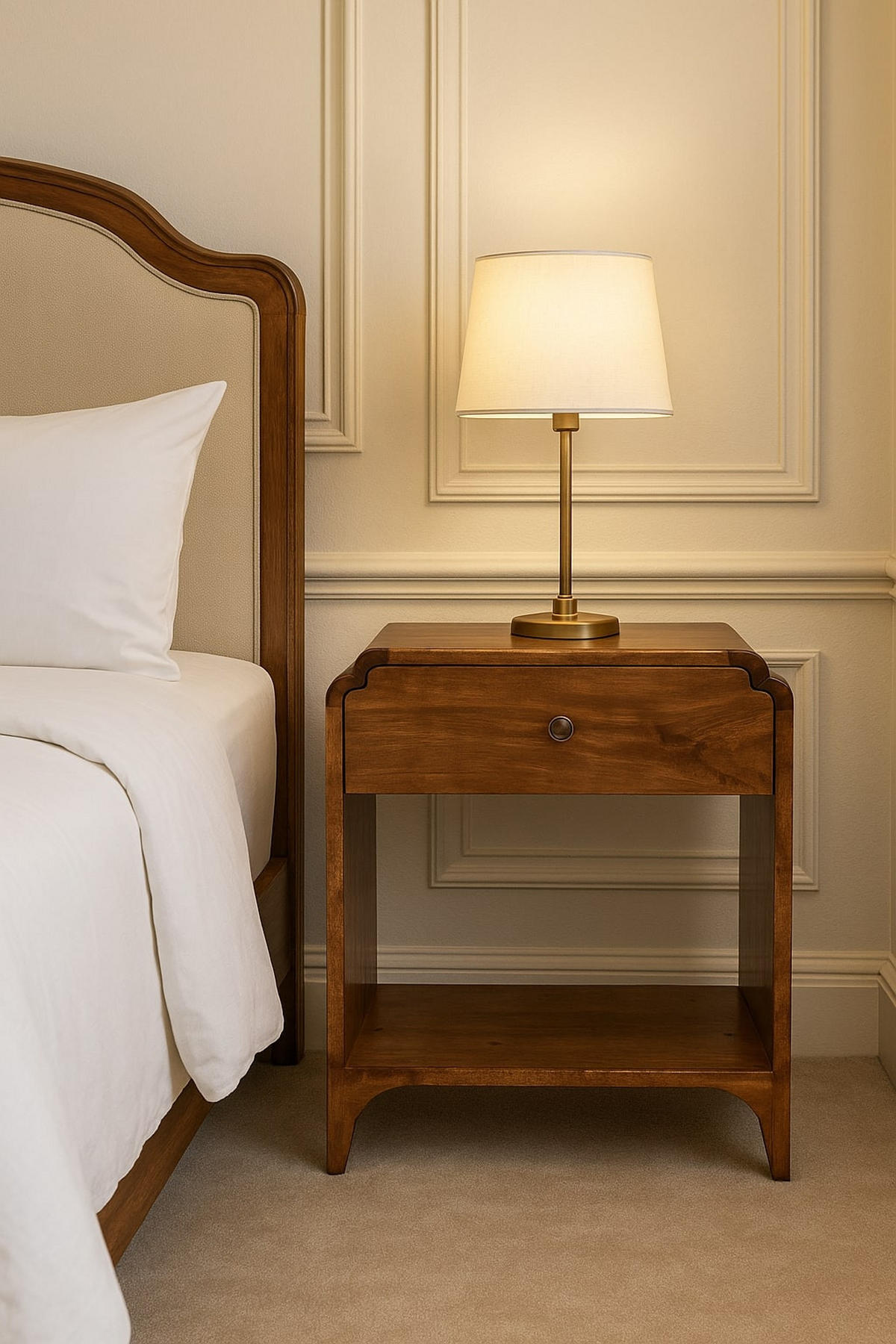 NACHTTISCH Newton, 1-Schublade, 1 Offenes Fach, Braun - Messingfarben/Braun, Holz/Metall (45/50/35cm) - Artisan Furniture