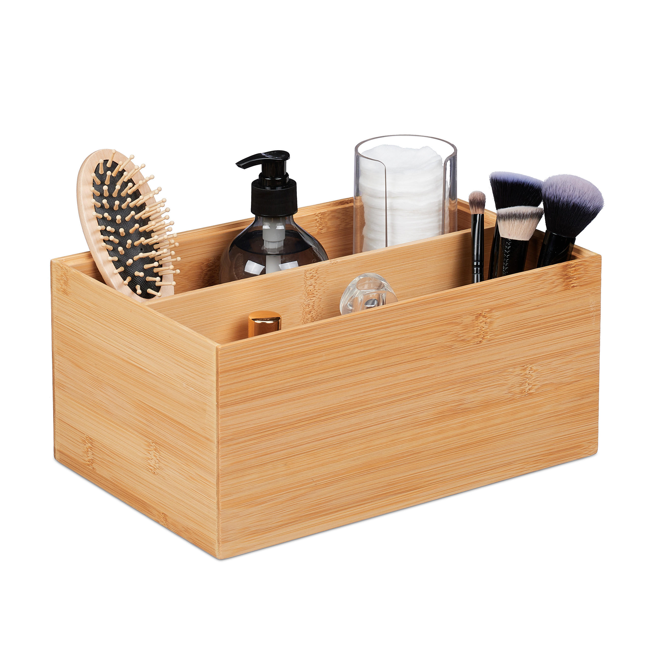 Relaxdays BOX Přírodní bambus 2 přihrádky 14 cm