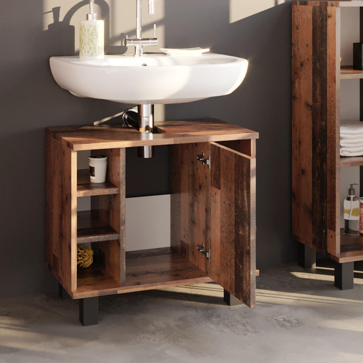 WASCHBECKENUNTERSCHRANK Fynn Antikholz 60 x 54 cm - Eichefarben, Holzwerkstoff (60/54/32cm) - Vicco
