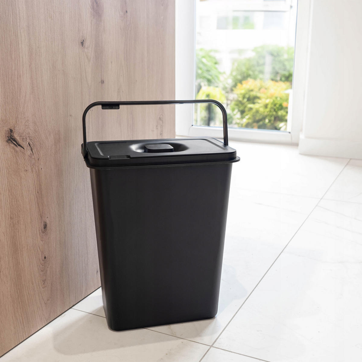 ABFALLEIMER, 10L, Schwarz - Schwarz, Kunststoff (18/33cm) - KADAX