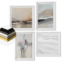 WANDBILDER 4er-Set - 50x50 cm & 40x60 cm Weißer Rahmen - Abstrakte Erdmuster - Weiß, Kunststoff (50/50cm) - ArtPrintCave