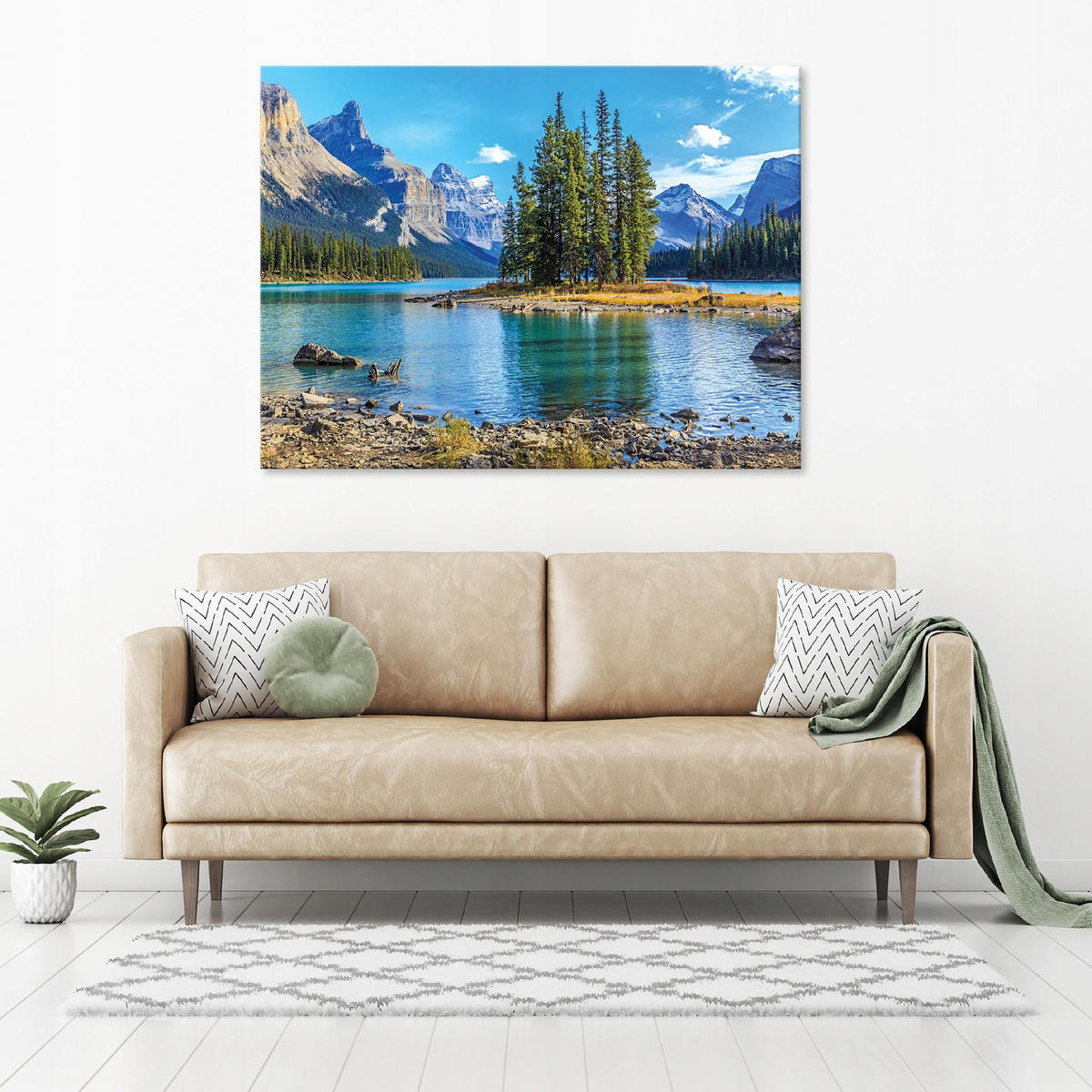 LEINWANDBILD Natur Berge See 120x80 - Multicolor, Holzwerkstoff (120/80cm) - Wallarena