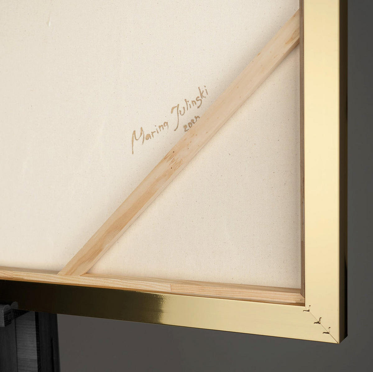 GEMÄLDE Goldene Horizonte Schattenfugenrahmen Gold 140x100 cm - Goldfarben, Holz (140/100cm) - YS-art gallery