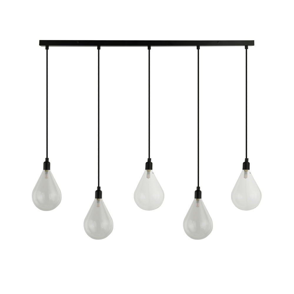 HÄNGELEUCHTE CELIA - Transparent, 5-flammig - Transparent, Glas (13/106.5/120cm) - Home Deluxe