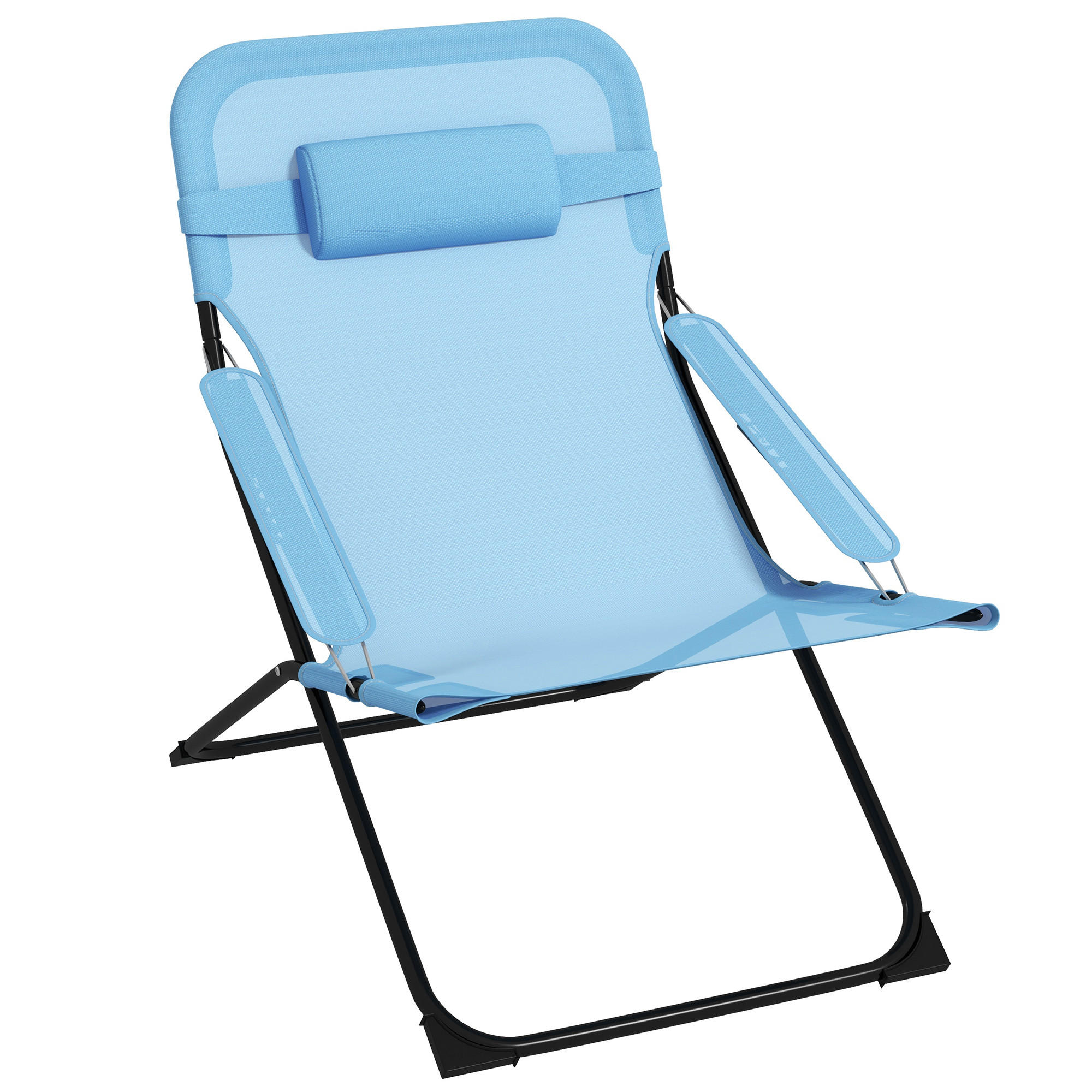 KLAPPSTUHL, Metall, Netzstoff, Blau - Blau, Metall (91/96/69cm) - Outsunny