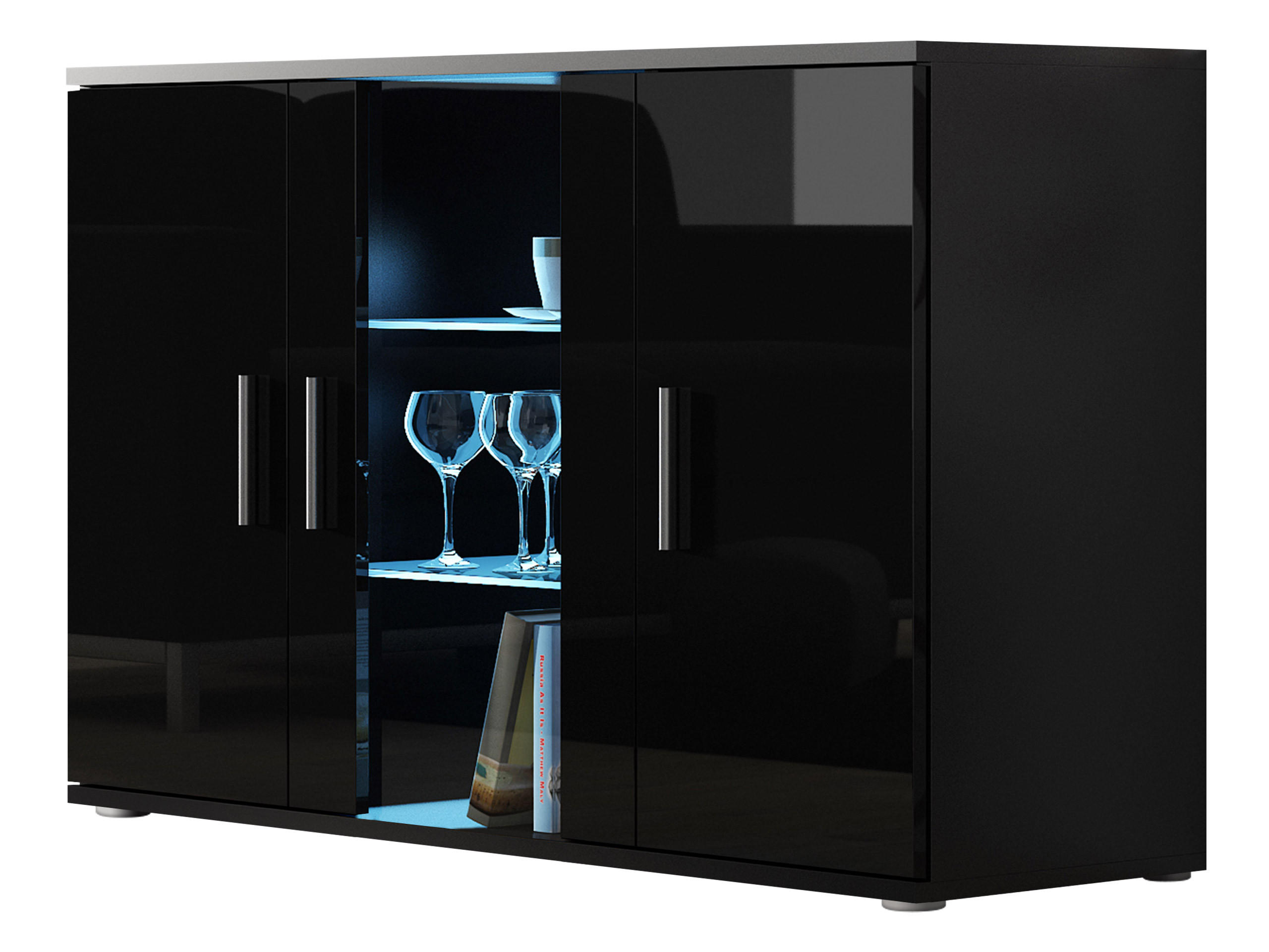 KOMMODE Soho S07 - Silberfarben/Schwarz, Holzwerkstoff/Kunststoff (120/80/41cm) - MIRJAN24