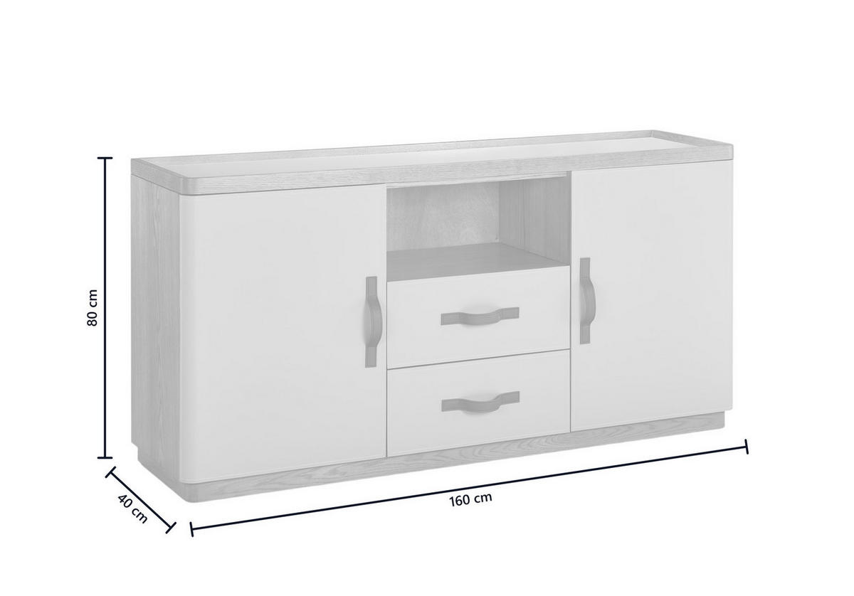 SIDEBOARD FLORIANA Weiß Eiche - Eichefarben/Weiß, Eichenholz/Holz (180/200cm) - KAWOLA