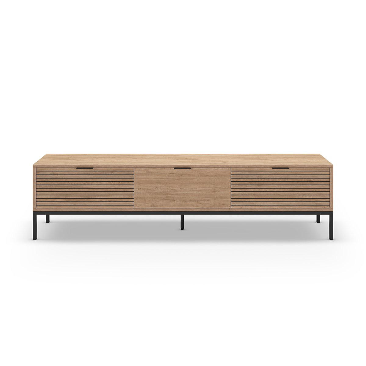 TV-MÖBEL mit 3 Schubladen und Metallfüßen Ariel - L180 cm - Beige, Holzwerkstoff (40/55/180cm) - Calicosy