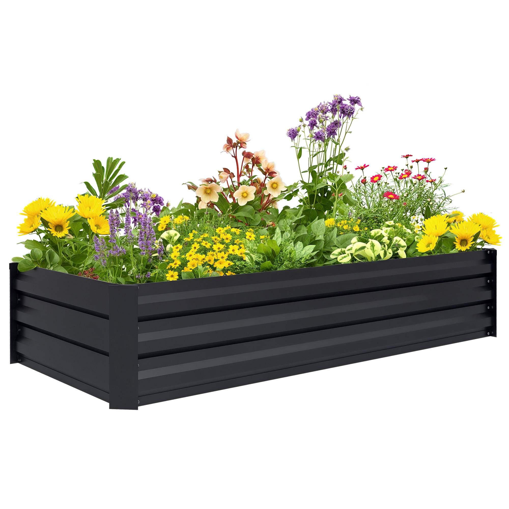 HOCHBEET DE-12160 rechteckig 150/70/30 cm mit offenem Boden Schwarz - Schwarz, Metall (150/30/70cm) - ComfortXL