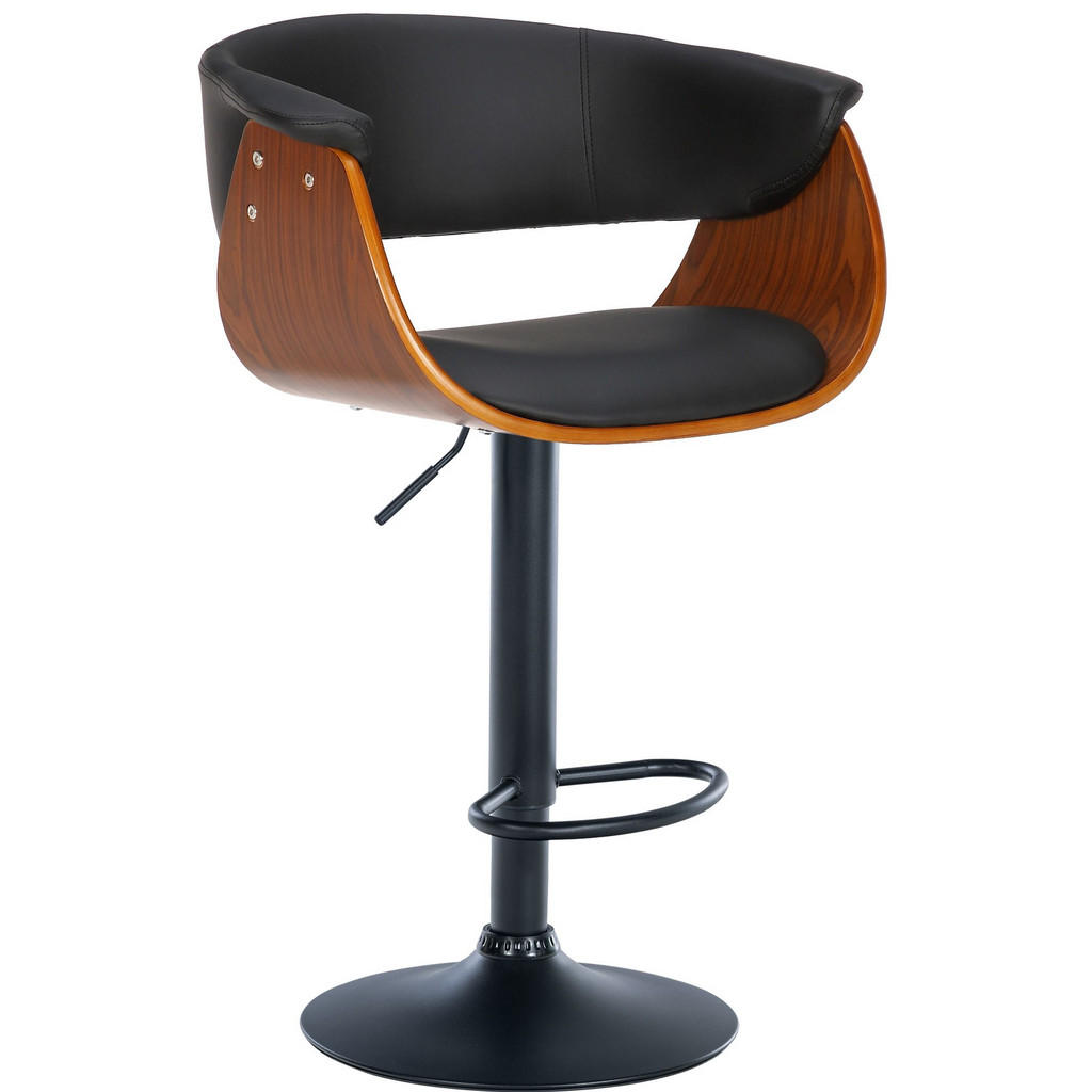 Thumbnail - CLP Barhocker, Schwarz, Walnuss, Textil, 60x90x51 cm, Esszimmer, Barmöbel, Barhocker