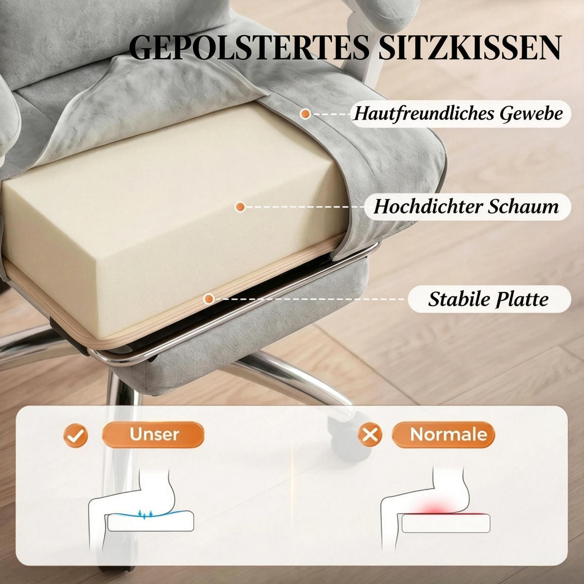 DREHSTUHL aus Velours mit Fußstütze höhenverstellbar 108 116 cm - Weiß, Textil (64/108/70cm) - Gisaae