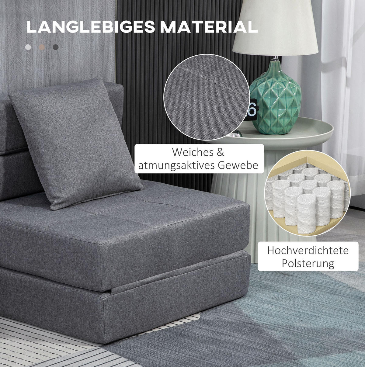 SCHLAFSESSEL 2-in-1 klappbar mit Kissen, 70/70/61 cm, Dunkelgrau - Dunkelgrau, Textil (70/61/70cm) - Redom