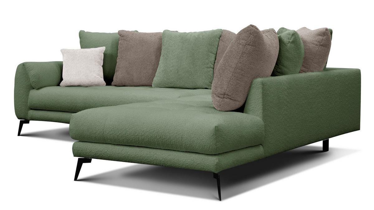 ECKSOFA CALME 5-Sitzer, olive und beige - Olivgrün, Holz/Textil (294/229cm) - Courtois Laville