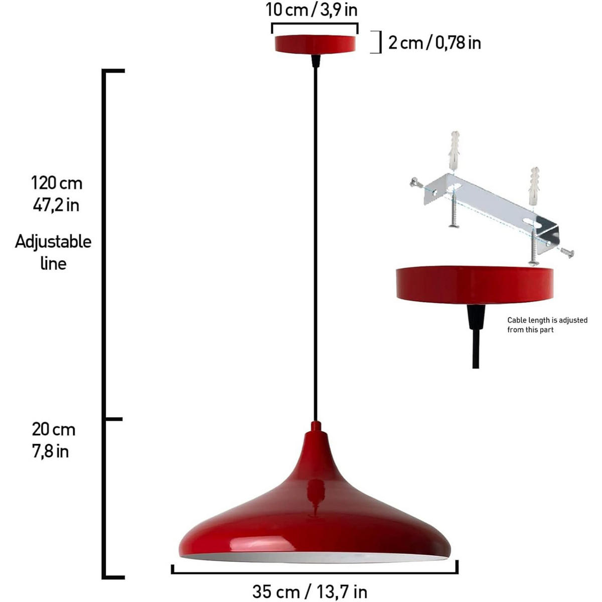 PENDELLEUCHTE Champion 35/20 - Rot, Metall (35/20cm) - Bamyum