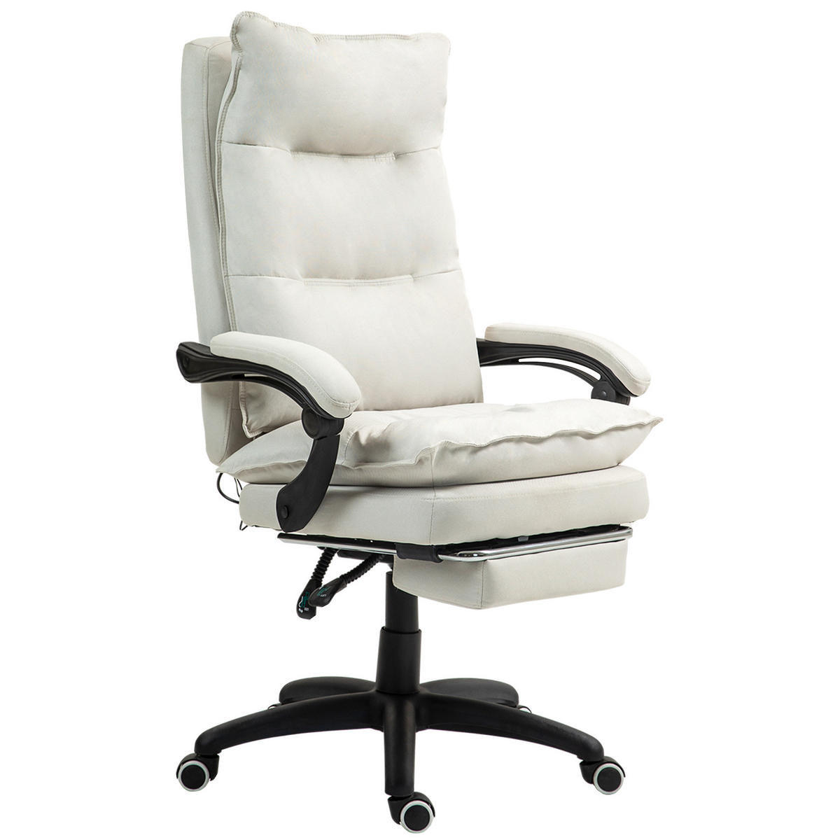 CHEFSESSEL DE-05152 Massagefunktion, Fußstütze & höhenverstellbar Cremeweiß - Creme, Metall (62/130/70cm) - ComfortXL