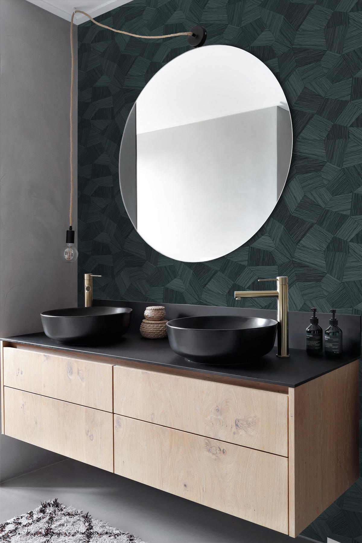 TAPETE 3D-Muster 53 cm x 10.05 m - Schwarz, Papier (53/1000cm) - Origin Wallcoverings
