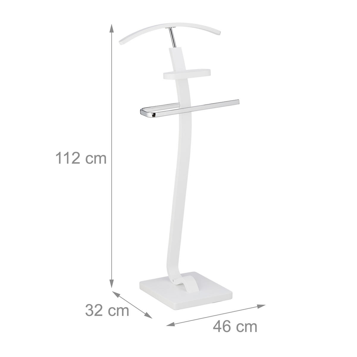 HERRENDIENER - Weiß, Holzwerkstoff/Metall (46/112/32cm) - Relaxdays