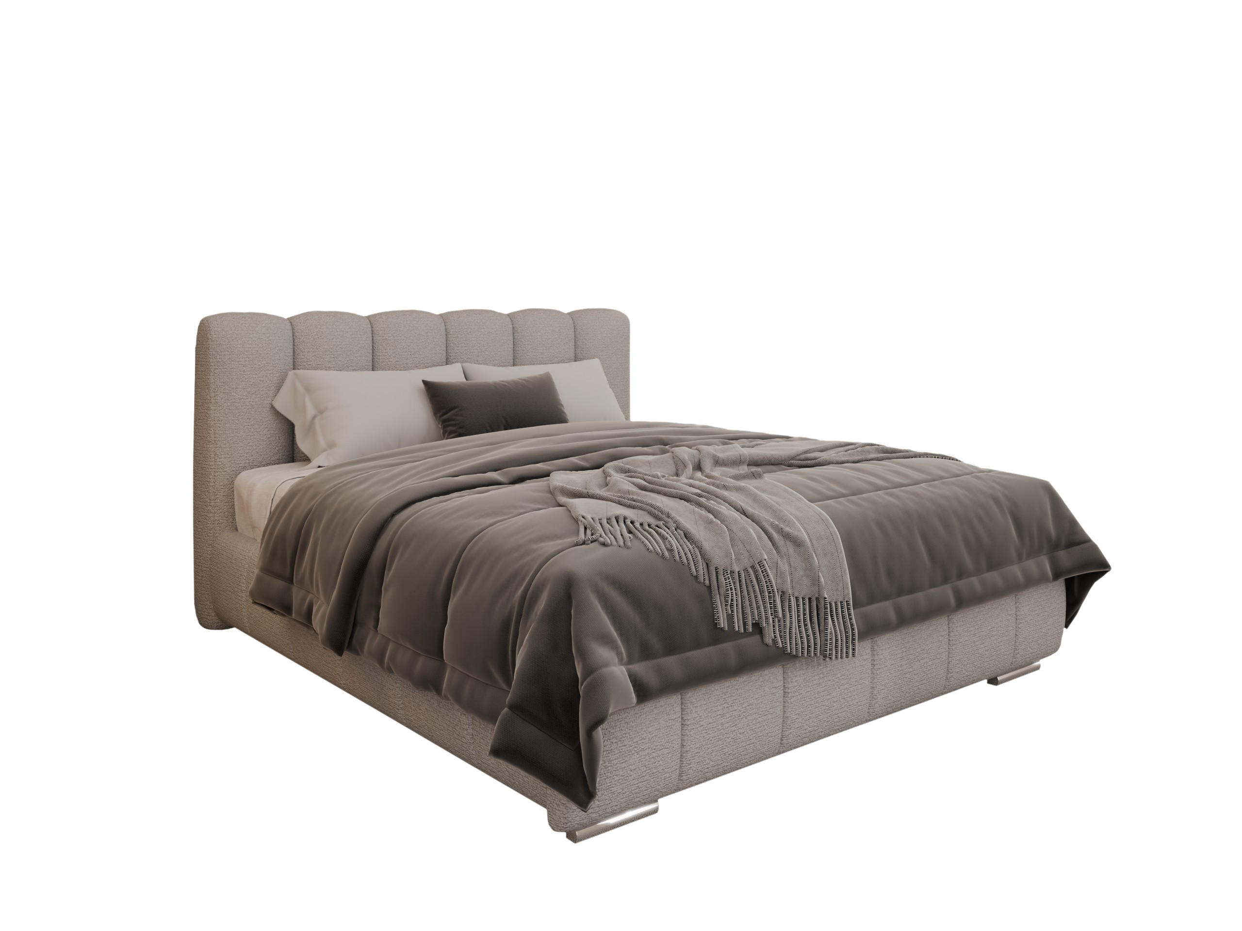 POLSTERBETT ZAIRA 160 x 200 cm mit Bettkasten und Lattenrost, 7-Zonen-Taschenfederkernmatratze CIRA (24 cm) – Dunkelbeige - Sandfarben, Holz (140/206cm) - Panda Möbel