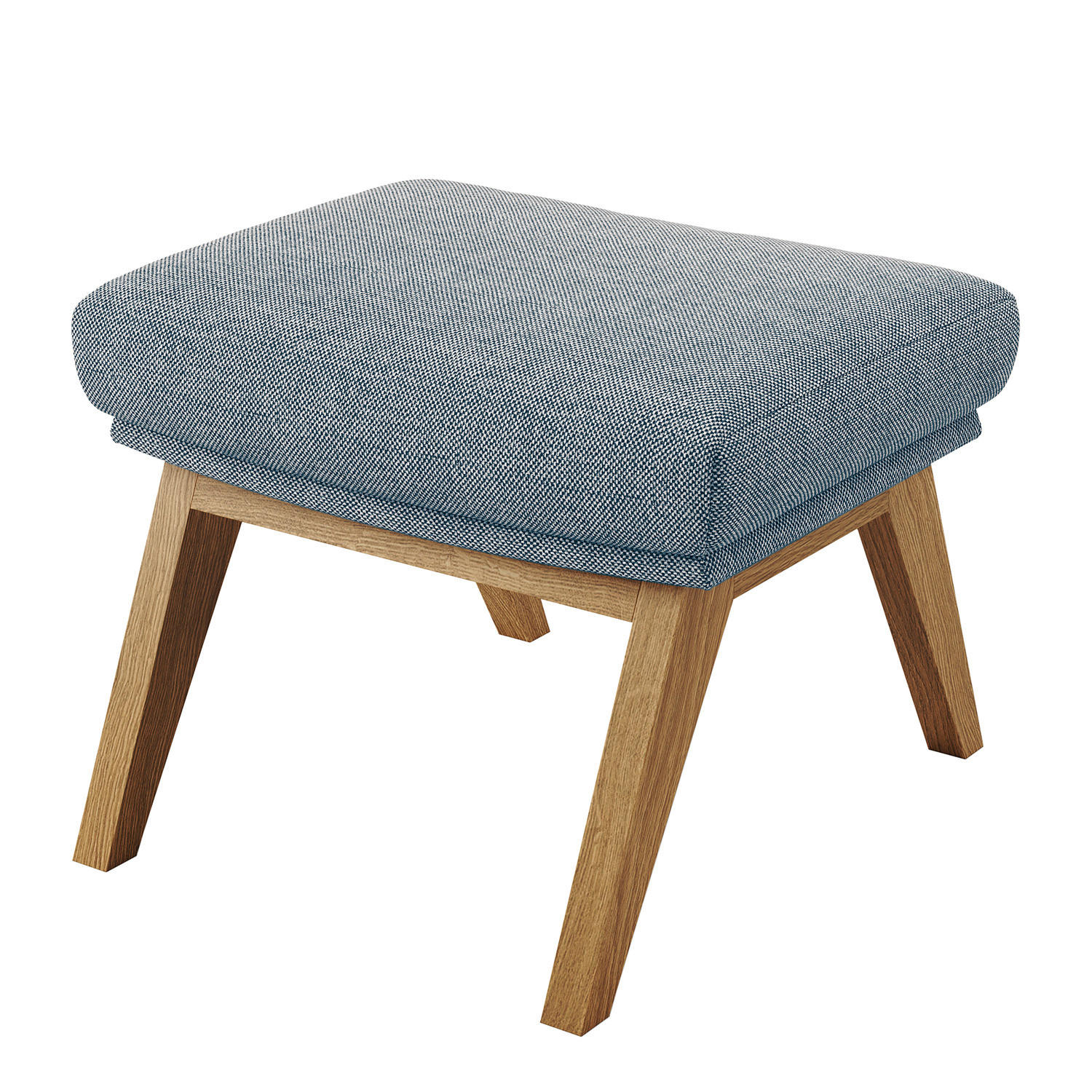 HOCKER mit Holzfüßen - Blau/Eichefarben, Eichenholz/Textil (54/41/41cm) - home24