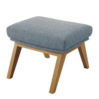 HOCKER mit Holzfüßen - Blau/Eichefarben, Eichenholz/Textil (54/41/41cm) - home24