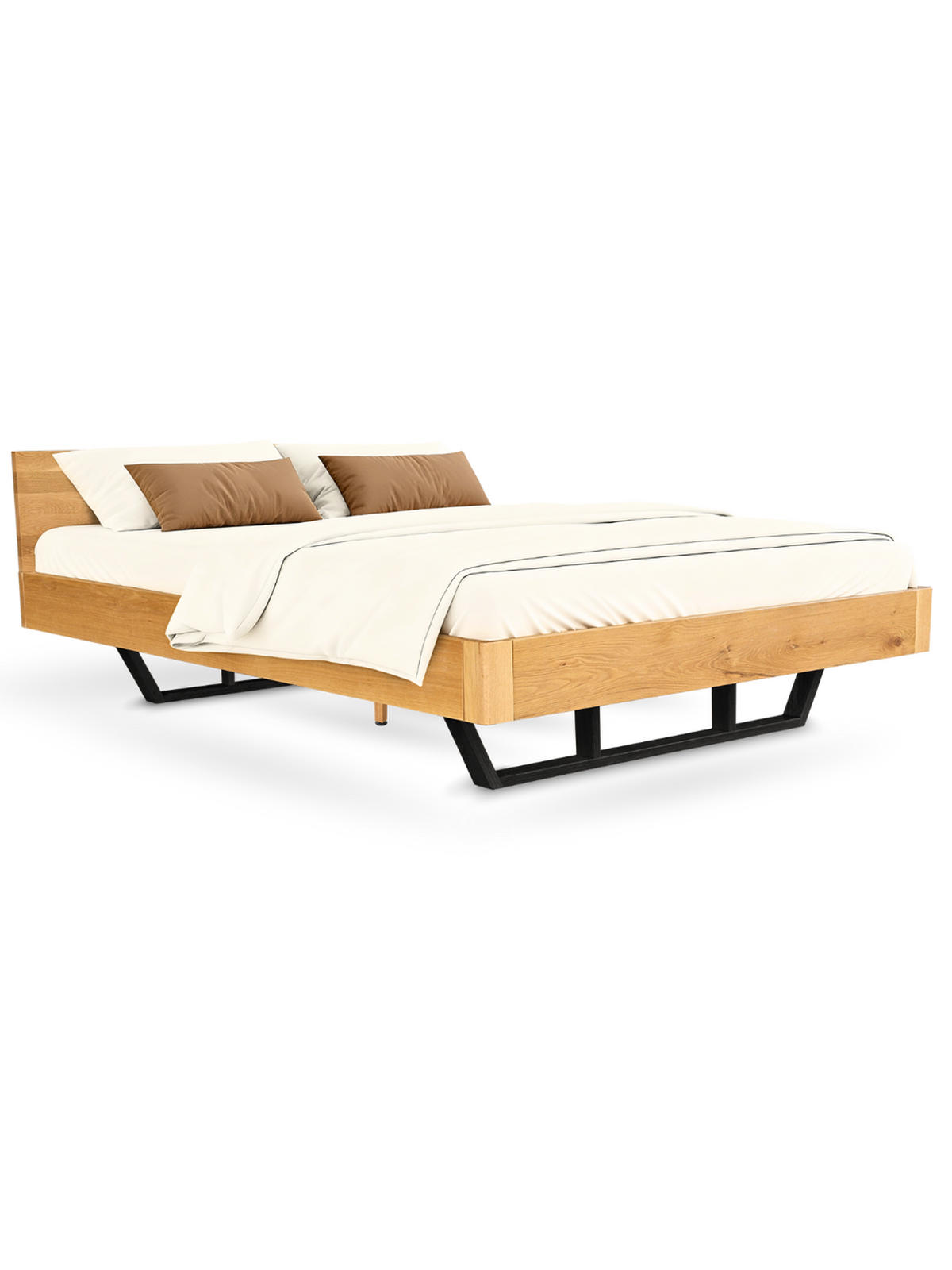 MASSIVHOLZBETT Metall 180 cm x 200 cm - Eichefarben, Holz (180/200cm) - holz4home