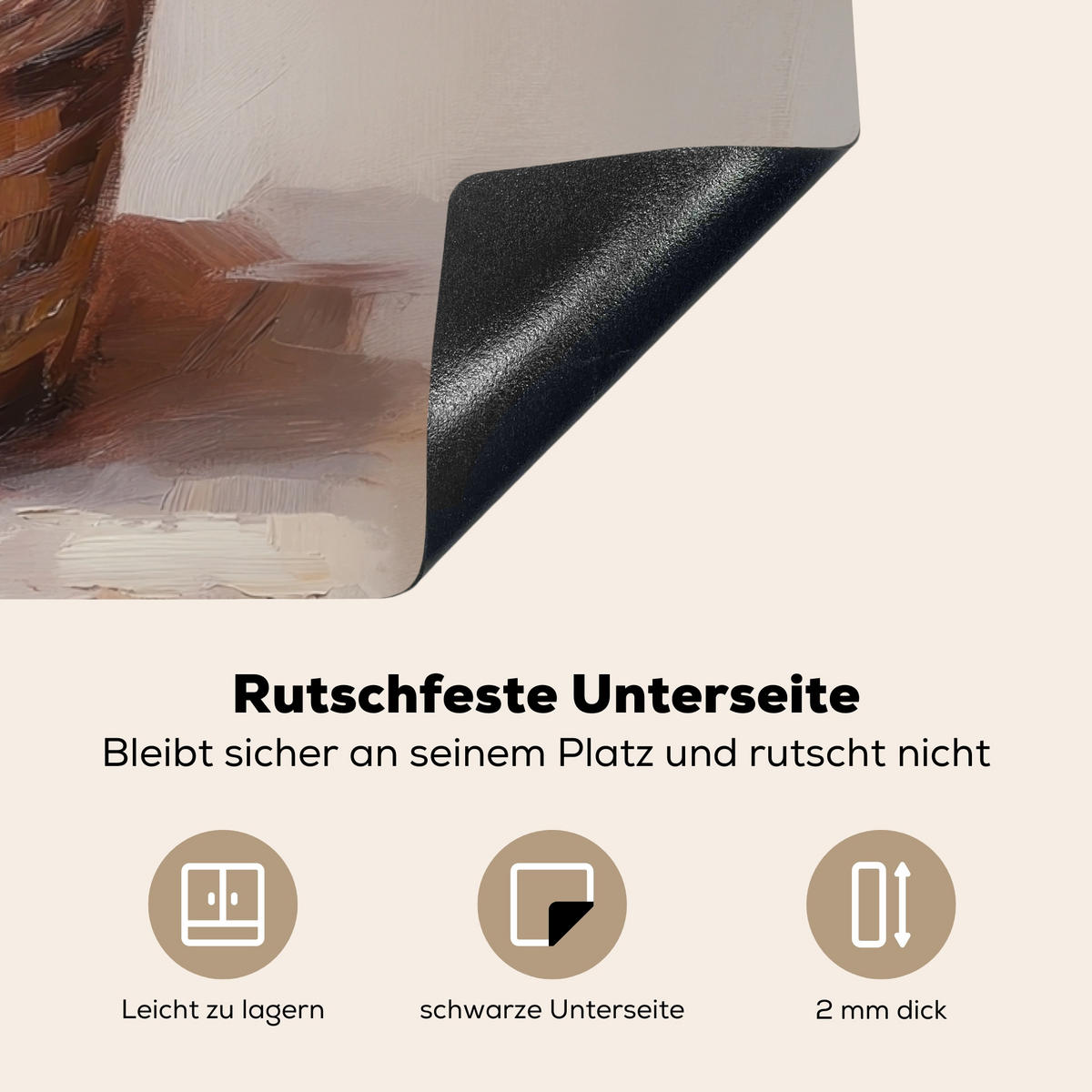 HERDABDECKPLATTE Korb - Eier - Rosa Ceranfeldabdeckung 85x52 cm - Beige, Kunststoff (85/52/0.2cm) - MuchoWow