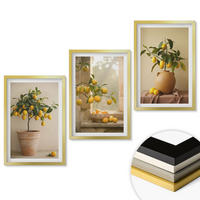 WANDBILDER 3er Set - 40x60 cm Goldrahmen - Zitronenbäume im Topf - Goldfarben, Kunststoff (40/60cm) - ArtPrintCave