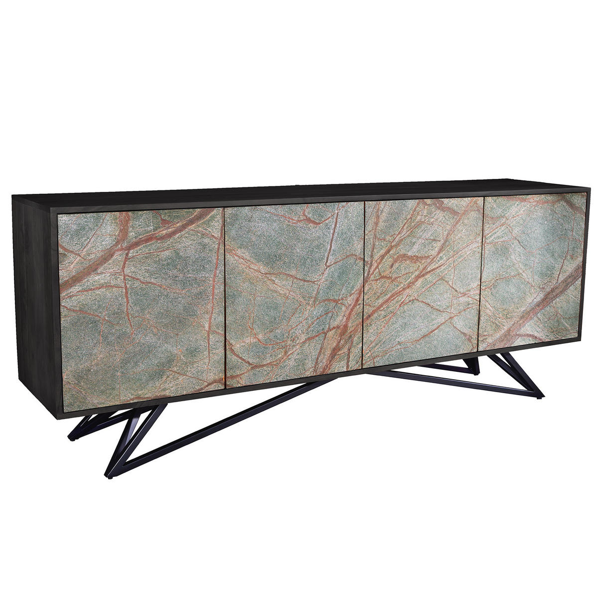 SIDEBOARD MOUNTAIN SOUL Akazie 175cm - Multicolor/Schwarz, Holz/Stein (175/75/38cm) - riess-ambiente