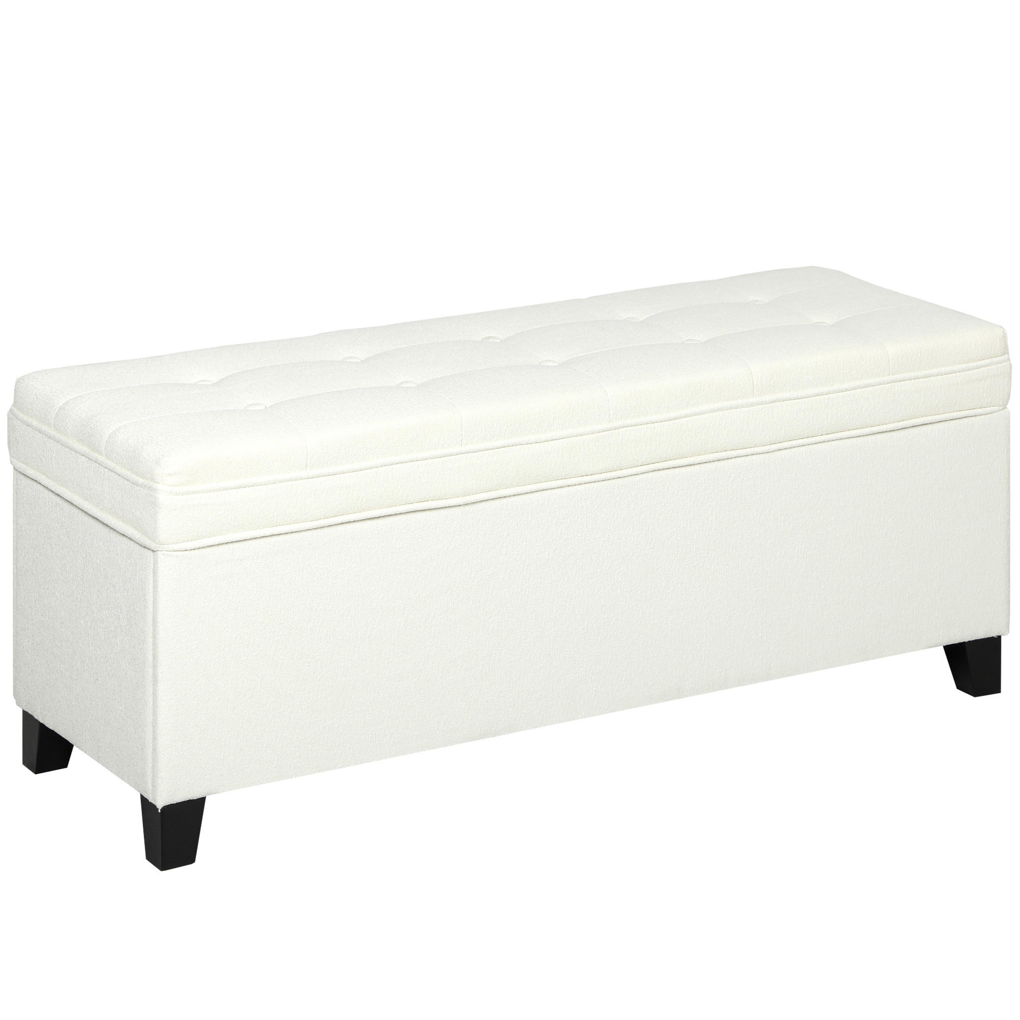TRUHENBANK DE-16427 mit großem Stauraum (112 L) und Knopfheftung Creme - Weiß, Textil (120/48/40cm) - ComfortXL