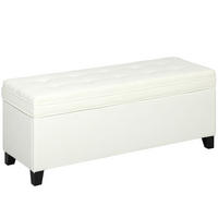 TRUHENBANK DE-16427 mit großem Stauraum (112 L) und Knopfheftung Creme - Weiß, Textil (120/48/40cm) - ComfortXL