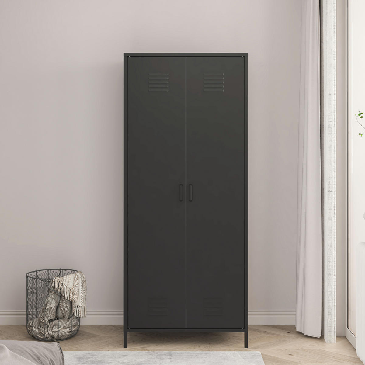 KLEIDERSCHRANK Seinäjoki - Schwarz, Metall (76/180/50cm) - [en.casa]