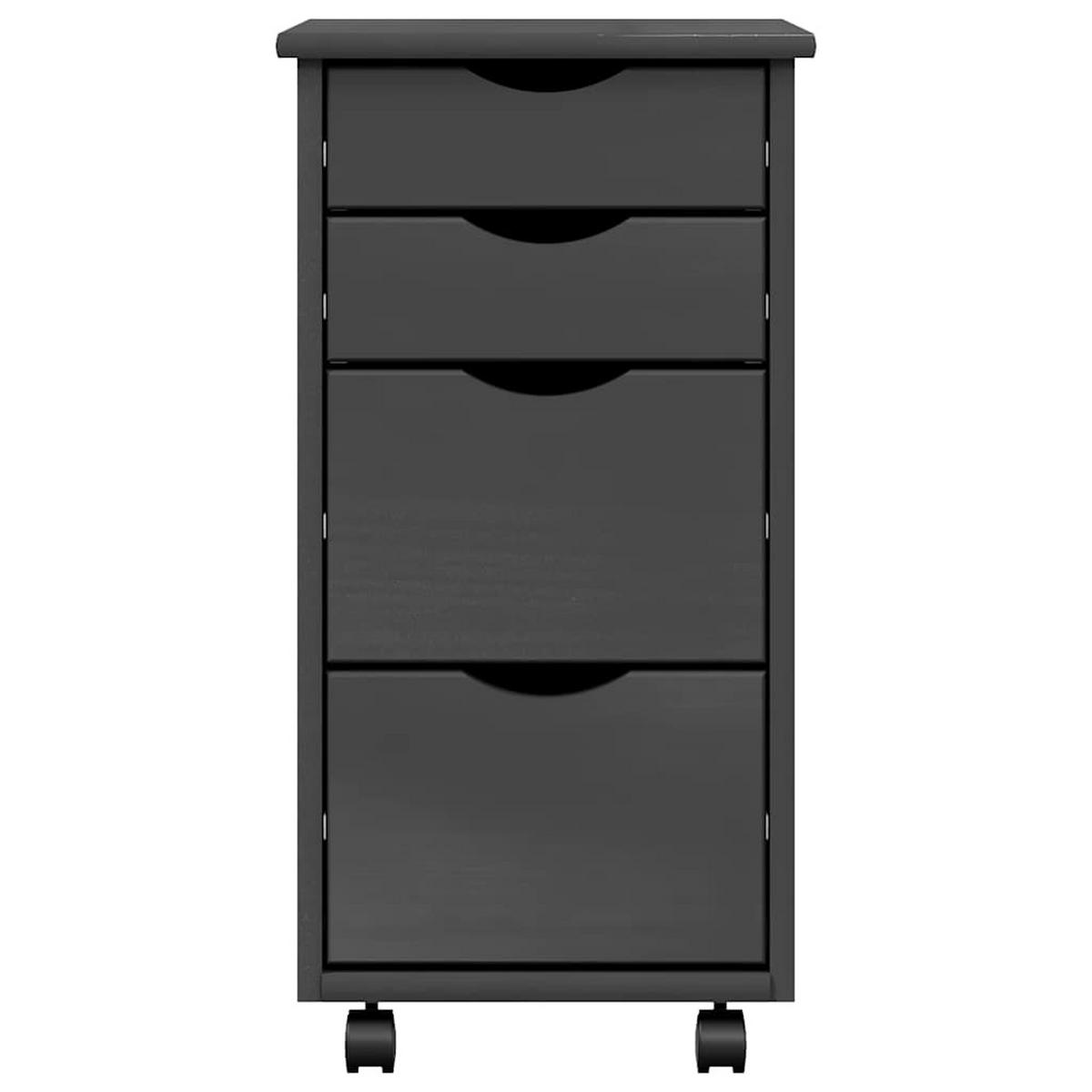 ROLLSCHRANK Mit Schubladen Moss Grau Massivholz Kiefer - Grau, Holz (39/65.5/34cm) - vidaXL