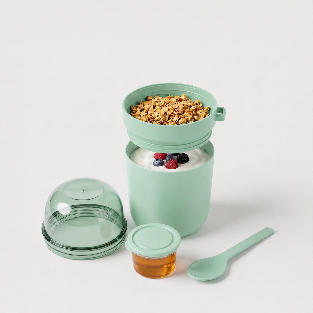 MÜSLIBECHER Grün 4er-Set - Grün, Kunststoff - Relaxdays