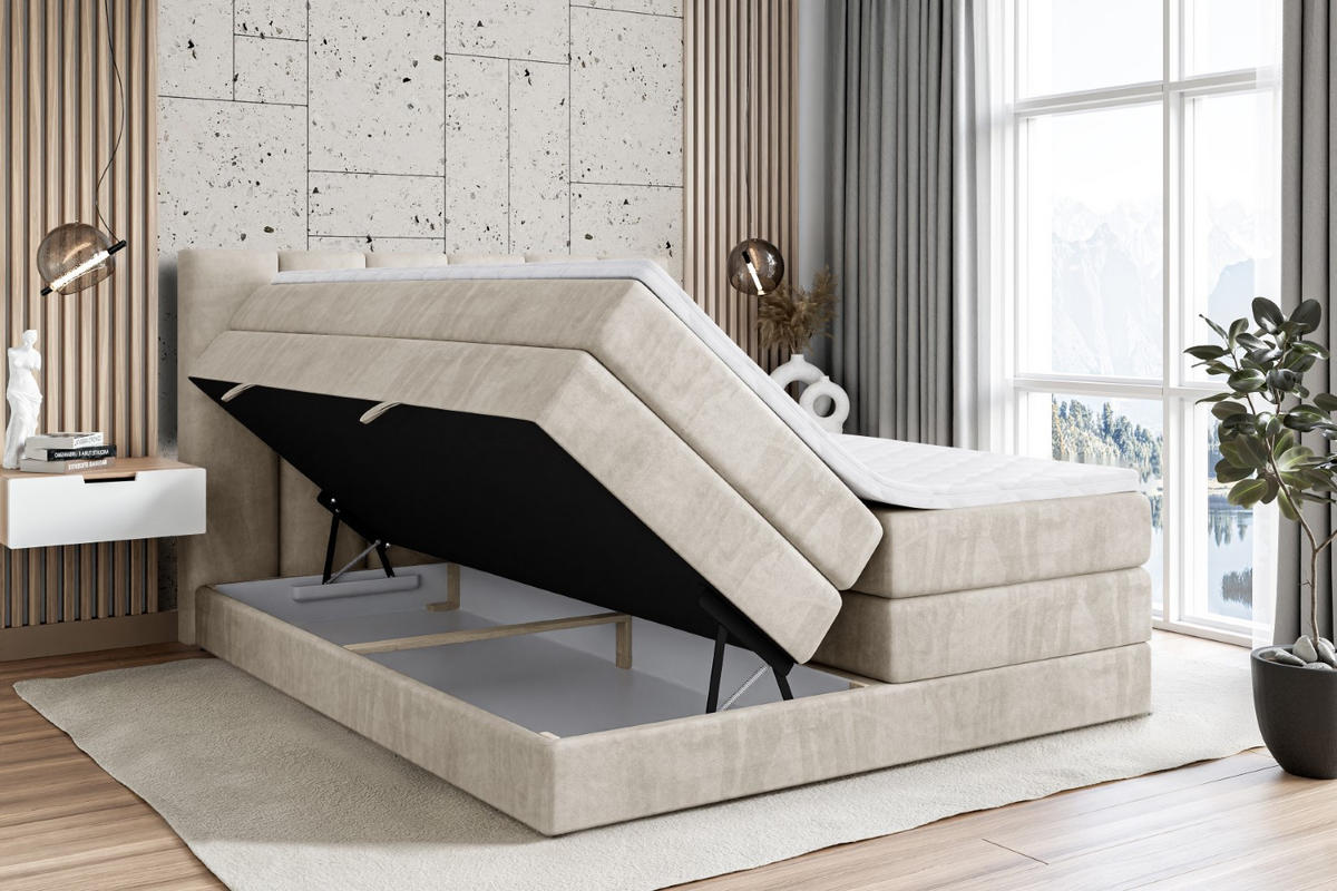 BOXSPRINGBETT BOXI1 KING - 120x200 - H3/H4 - Creme - Creme, Holzwerkstoff (120/200cm) - ALTDECOR