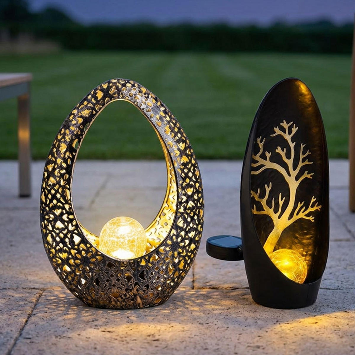 LED AUSSENLEUCHTE Bronze Baum 2er Set - Bronzefarben, Glas (21.5/9.5/27.5cm) - Globo Lighting