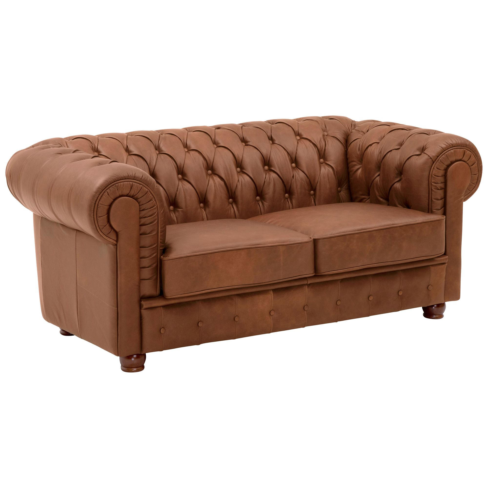 SOFA 2-Sitzer Kalea Echtleder (Antikoptik) cognac - Cognac, Leder (172/76/98cm) - 58aufmkessel