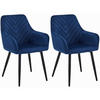 STUHL NEMI 2-er Set, Blau, Schwarz, mit Samtstoff gepolstert - Blau, Textil/Metall (54/84/61cm) - Komodee
