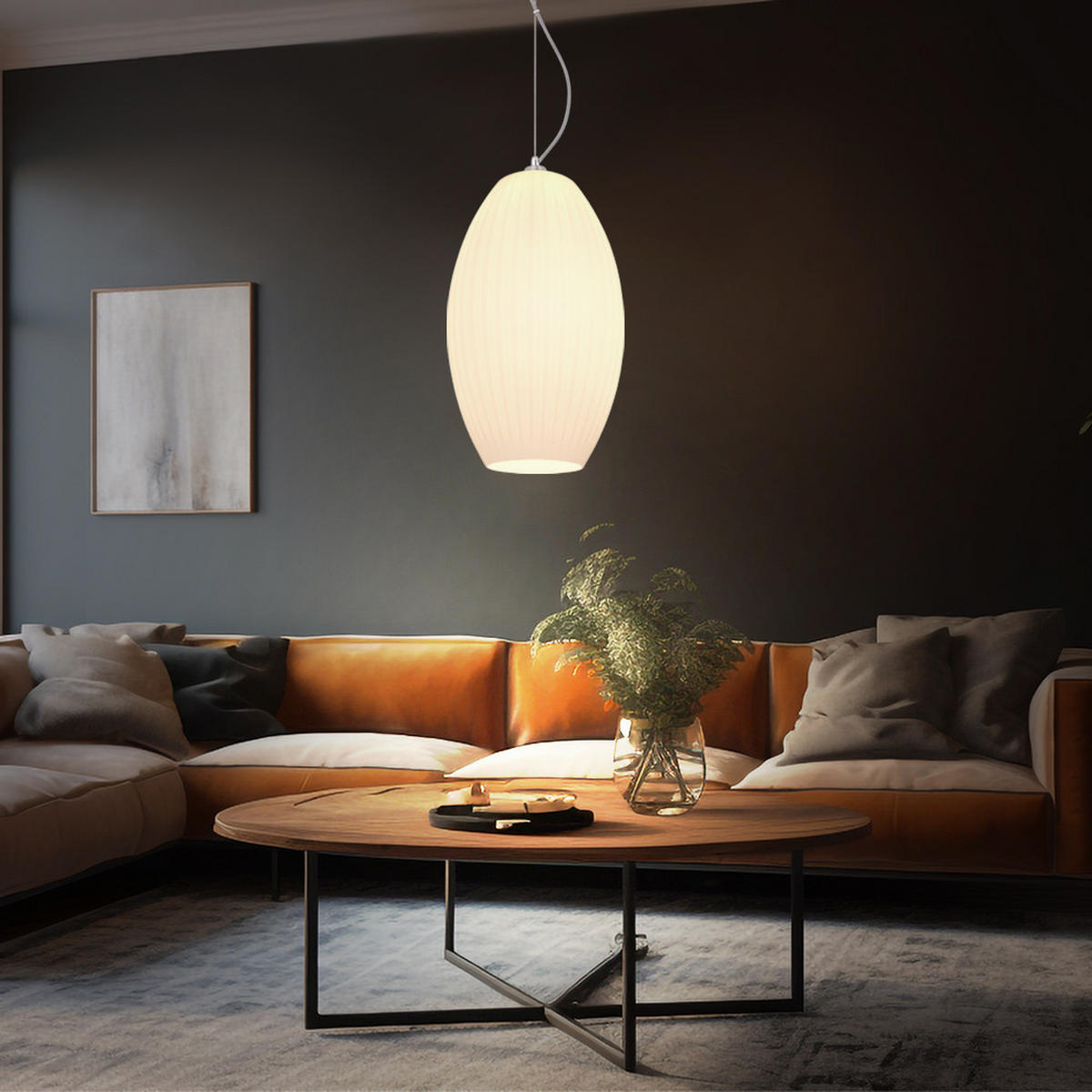 LED HÄNGELEUCHTE Glas Weiß Nickel-matt - Weiß, Glas (28.5/28.5/120cm) - Globo Lighting