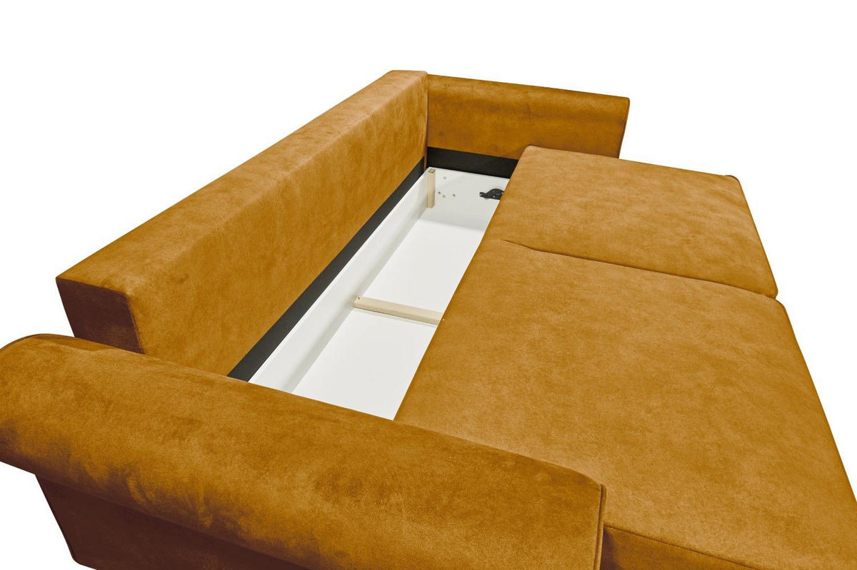 2-SITZER mit Schlaffunktion und Bettkasten - Rostfarben/Goldfarben, Holz/Kunststoff (252/102/115cm) - ed exciting design