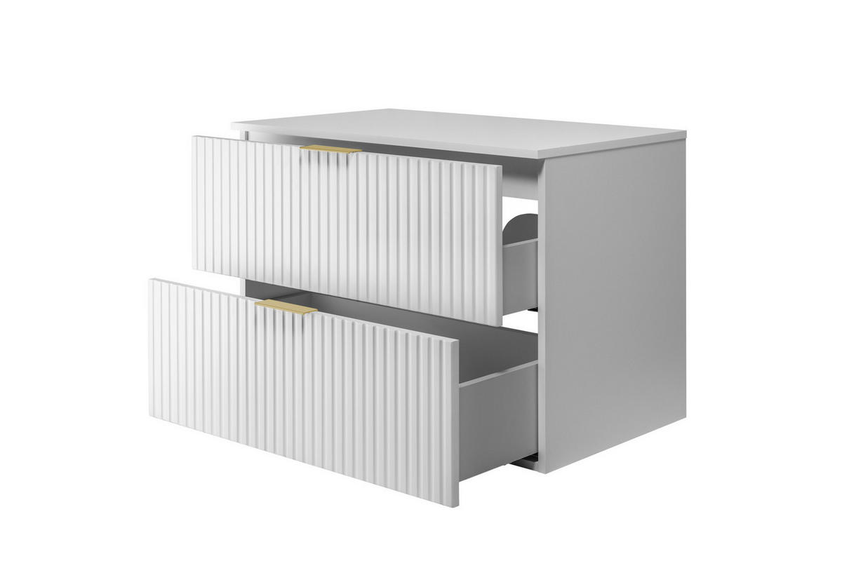 WASCHBECKUNTERSCHRANK, Weiß, 80 x 57 x 46 cm, goldener Griff + Arbeitsplatte - Goldfarben/Weiß, Holzwerkstoff (80/57/46cm) - 3XE LIVING