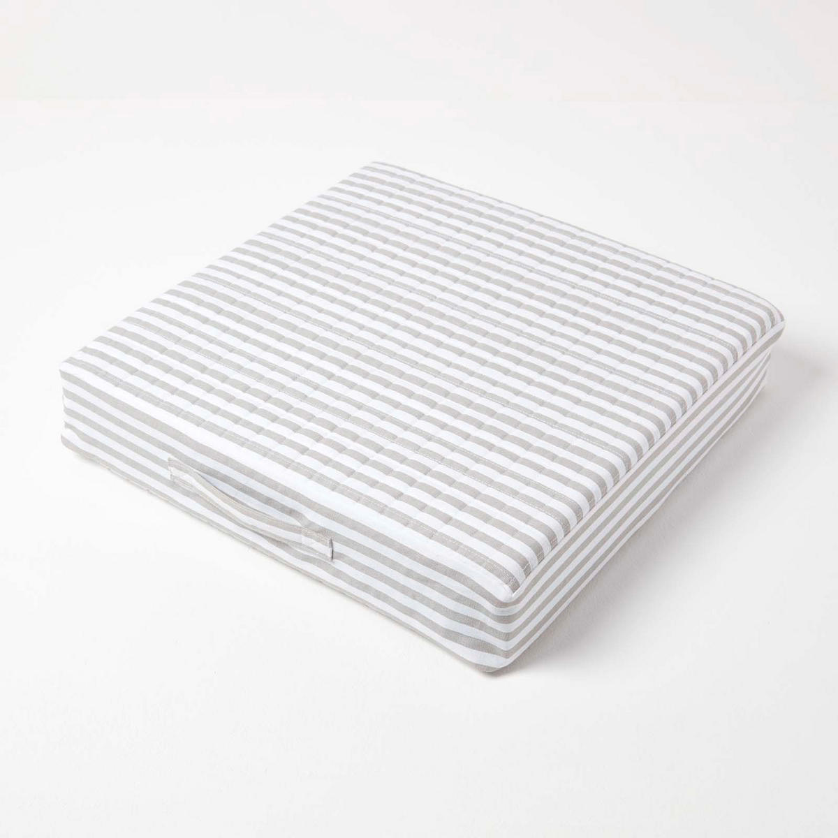 SITZKISSEN orthopädisch 50/50/10 cm – Sesselkissen grau gestreift - Weiß/Grau, Textil (50/50/10cm) - Homescapes