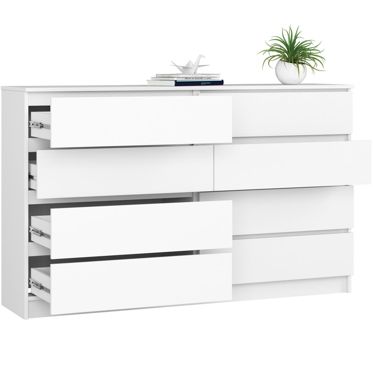 KOMMODE Weiß 160x40x99 cm - Weiß, Holzwerkstoff (160/99/40cm) - Akord